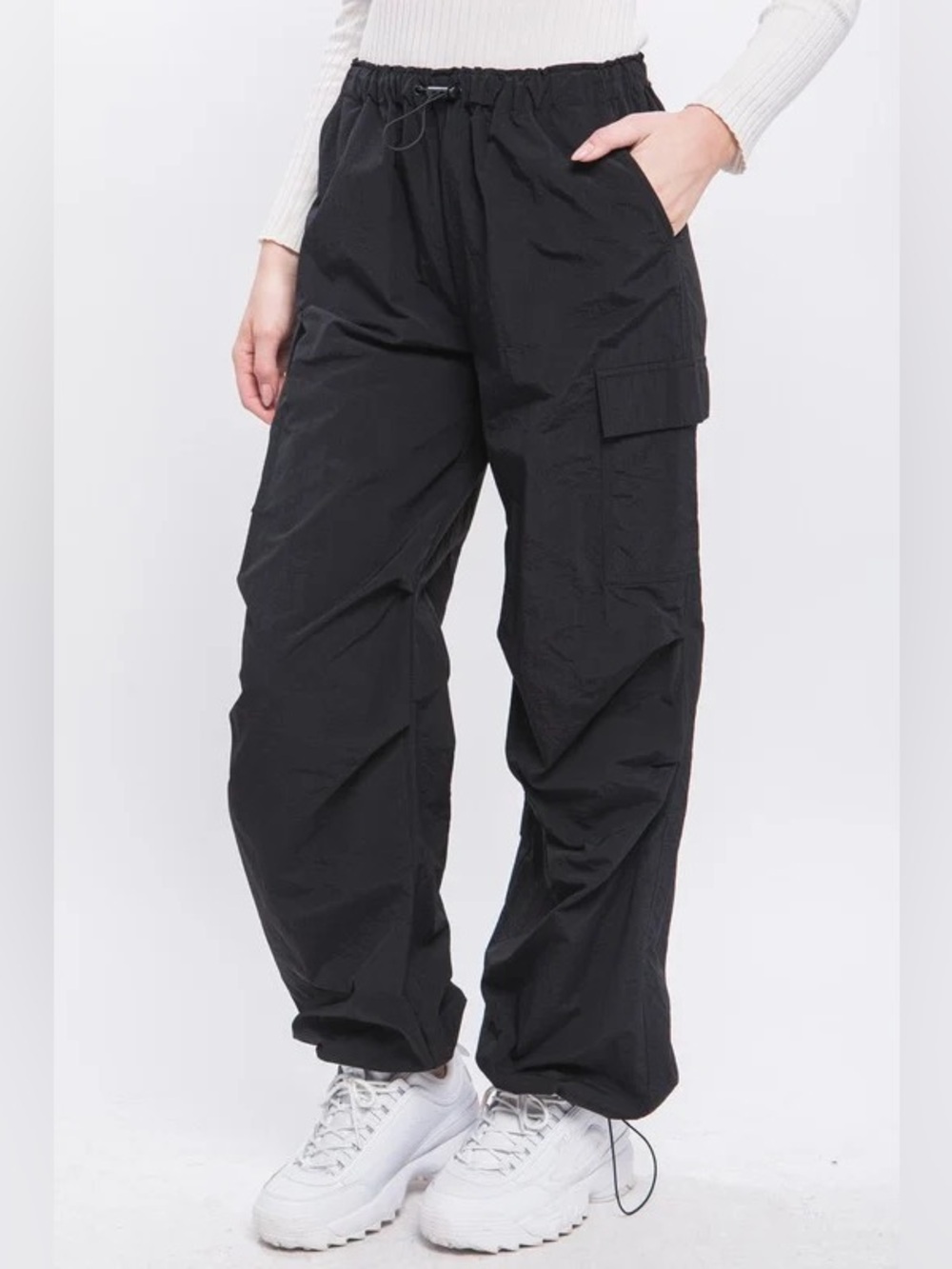 Black Women's Cargo Jogger Pants